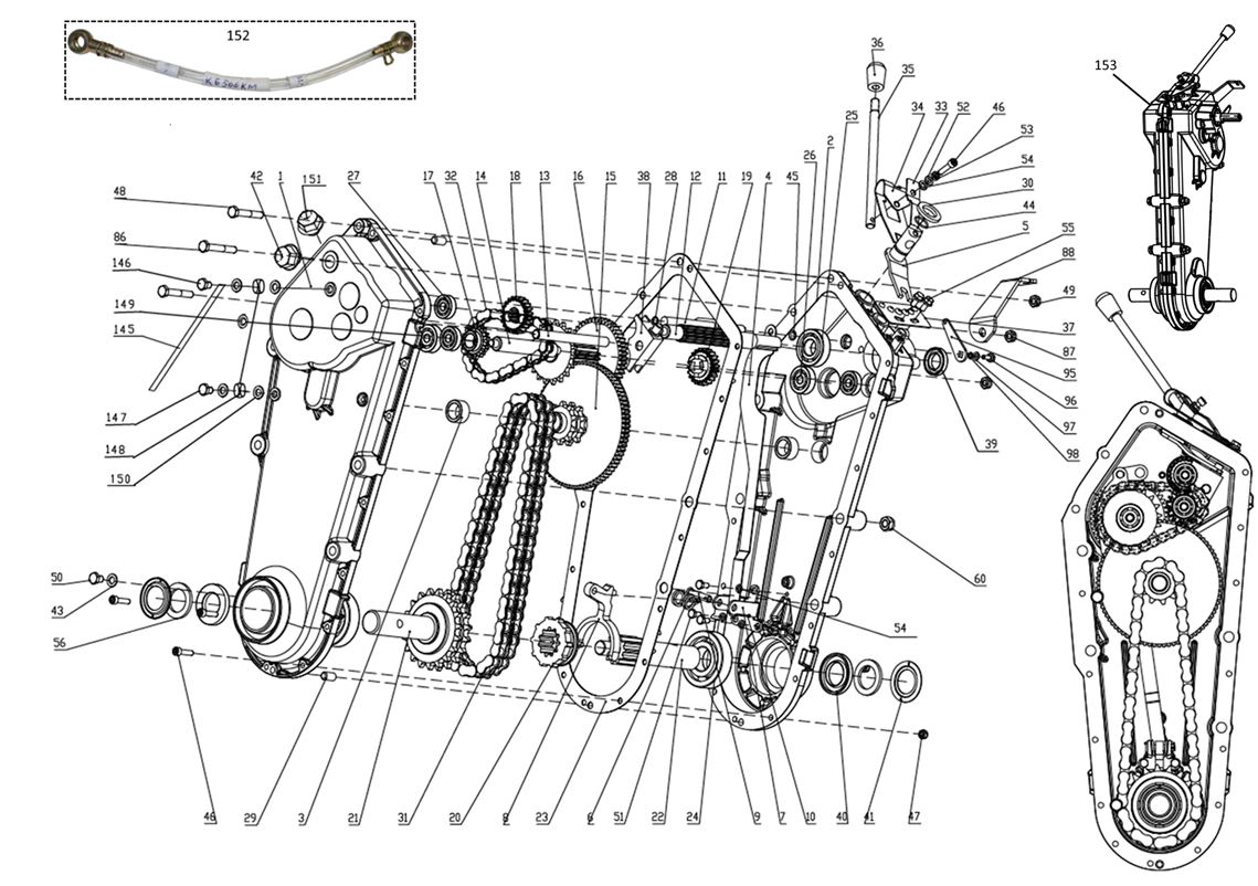 ЗАПЧАСТИ ДЛЯ МОТОБЛОКА БЕНЗИНОВОГО ELITECH КБ 506КМ (РЕДУКТОР)