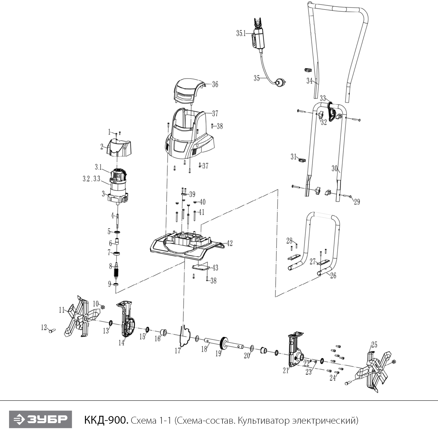 Культиватор электрический ККД-900