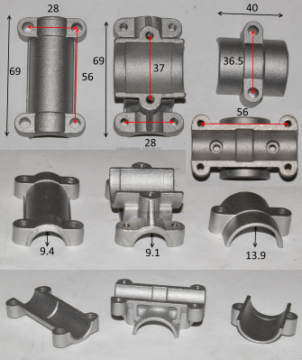 Крепеж рукояток в сборе серебристого цвета под штангу 28мм